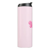 Roze retro Wifey Est. Jaar Bride Fiancé Thermosbeker (Gedraaid links)