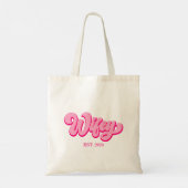 Roze retro Wifey Est. Jaar van de vrouw Tote Bag (Achterkant)