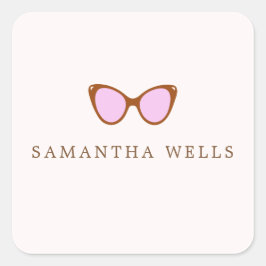 Roze Retro zonnebrillen op maat Vierkante Sticker