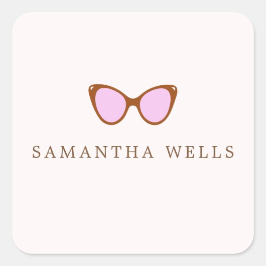 Roze Retro zonnebrillen op maat Vierkante Sticker (Voorkant)