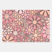 Roze Retrobloemen bloemmotief Inpakpapier Vel (Voorkant)