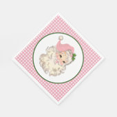 Roze  Retrokerstman met roze rand Servet (Hoek)