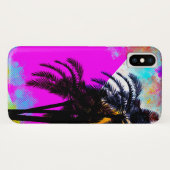 Roze retrokleurige Summertime Beach-palmbomen Case-Mate iPhone Case (Achterkant (horizontaal))