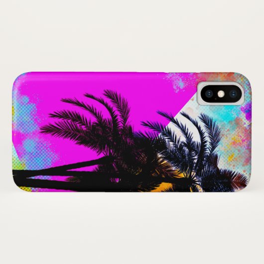 Roze retrokleurige Summertime Beach-palmbomen Case-Mate iPhone Case (Achterkant (horizontaal))