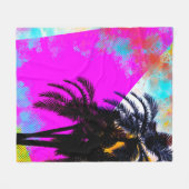 Roze retrokleurige Summertime Beach-palmbomen Fleece Deken (Voorkant (Horizontaal))