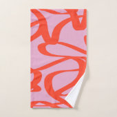 Roze Retrolijnen Moderne Abstracte penseelvormen Bad Handdoek (Handdoek)
