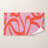 Roze Retrolijnen Moderne Abstracte penseelvormen Bad Handdoek (Handdoek)