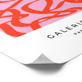 Roze Retrolijnen Moderne Abstracte penseelvormen Poster (Hoek)