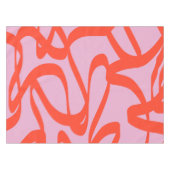Roze Retrolijnen Moderne Abstracte penseelvormen Tafelkleed (Voorkant (Horizontaal))