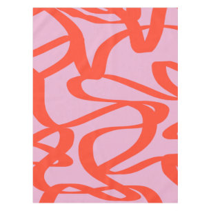 Roze Retrolijnen Moderne Abstracte penseelvormen Tafelkleed