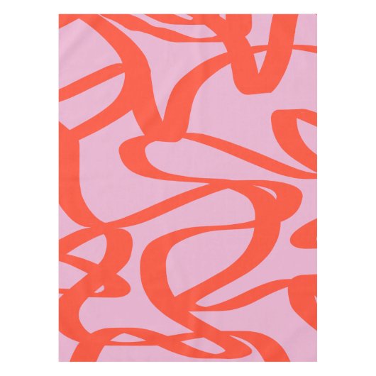 Roze Retrolijnen Moderne Abstracte penseelvormen Tafelkleed (Voorkant)