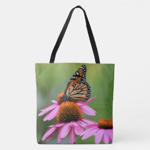 Roze reuze Echinacea American Lady Butterfly Tote Bag