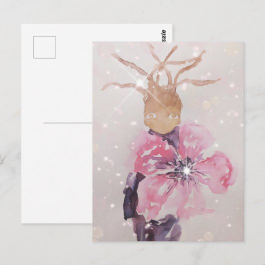 Roze reuzenbloem briefkaart (Voorkant / Achterkant)