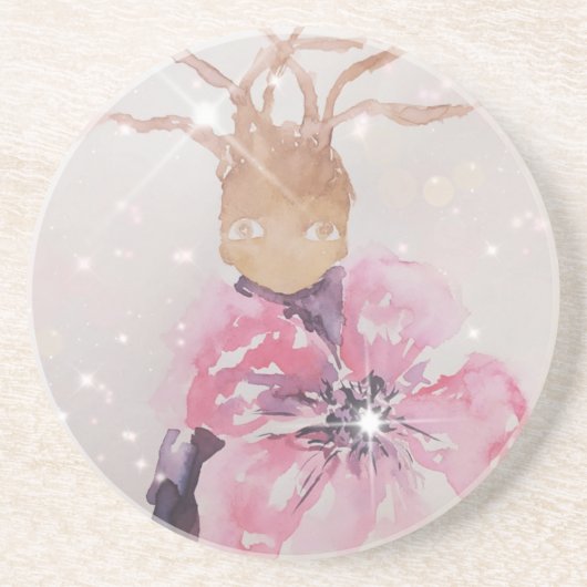 Roze reuzenbloem zandsteen onderzetter (Voorkant)