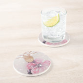 Roze reuzenbloem zandsteen onderzetter (Zijkant)