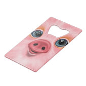 Roze reuzenflesopening creditkaart flessenopener (Voorkant Gekanteld)