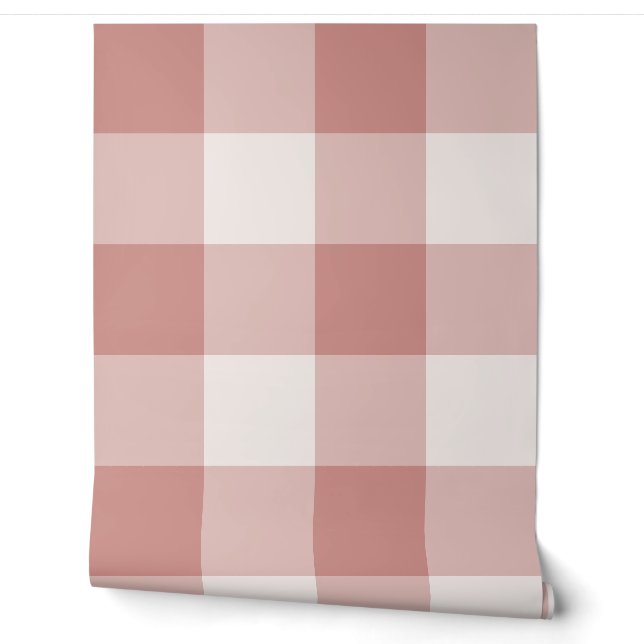 Roze Reuzenruit Gingham Behang (Afrollen)