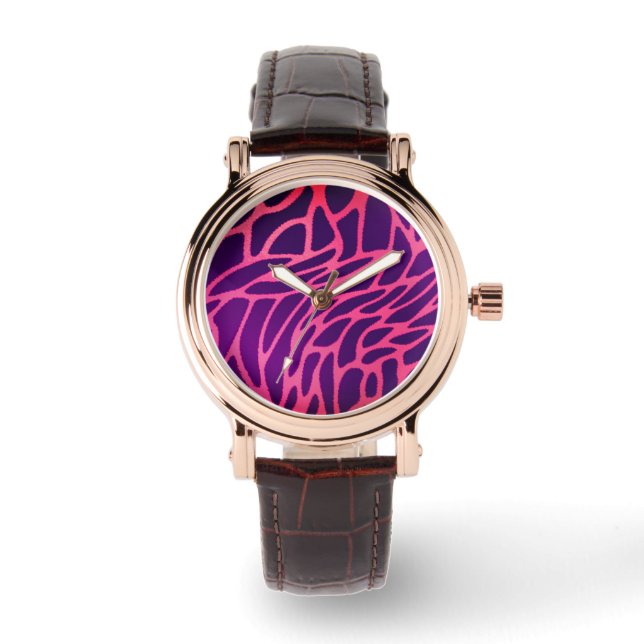 Roze Rhinestone Emaille Horloge (Voorkant)