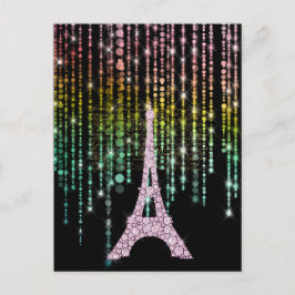 Roze Rhinestones Eiffeltoren Briefkaart