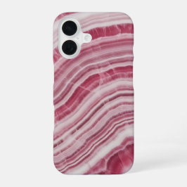 Roze Rhodochrosiet Marmer Agate Steen Patroon iPhone 16 Hoesje