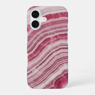 Roze Rhodochrosiet Marmer Agate Steen Patroon iPhone 16 Hoesje
