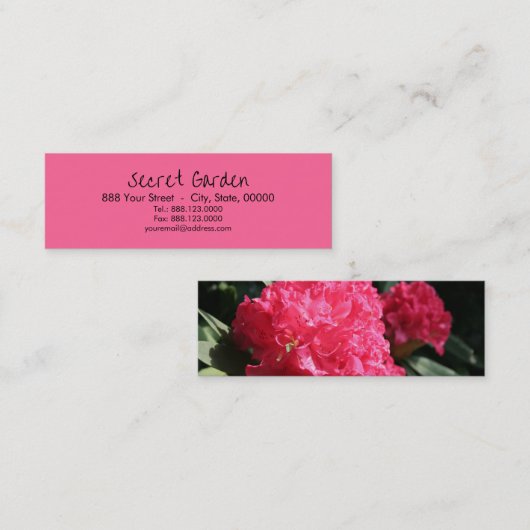 Roze Rhododendron 2 Mini Visitekaartjes (Voorkant / Achterkant)