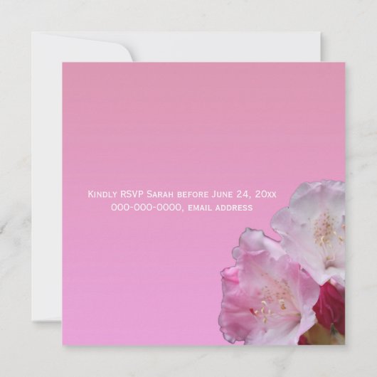  roze rhododendron bloemen bruiloft kaart (Achterkant)