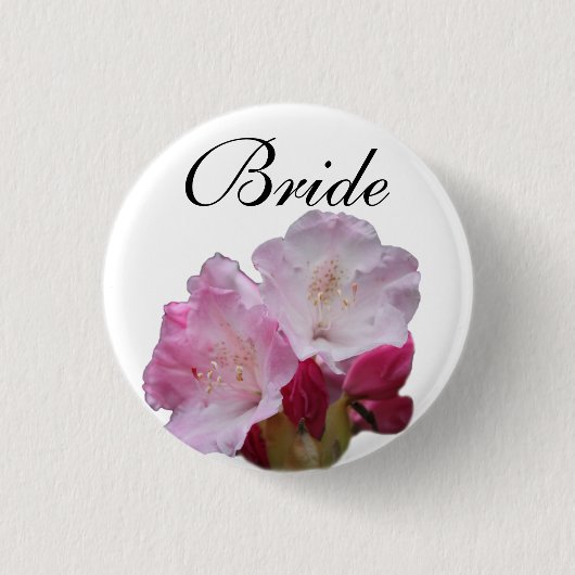 roze rhododendron bloemen bruiloft ronde button 3,2 cm (Voorkant)