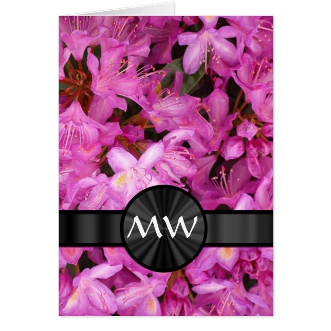 Roze Rhododendron bloemen monogram (Voorkant)