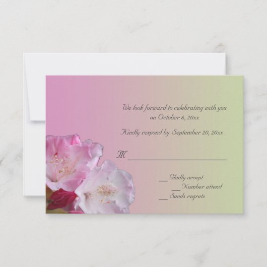 roze rhododendron bloemen RSVP kaart (Voorkant)