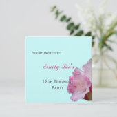 roze rhododendron bloemen uitnodiging (Staand voorkant)