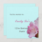 roze rhododendron bloemen uitnodiging (Voorkant / Achterkant)