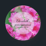 Roze Rhododendron Flowers 80th Birthday Papieren Bordje<br><div class="desc">Mooie borden op het 80ste verjaardagsfeestje met een foto van de roze Rhododendron-bloemen van de fuchsia. Eenvoudig aan te passen met je partijgegevens.</div>