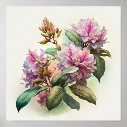 Roze Rhododendron Flowers Art Print Poster (Voorkant)