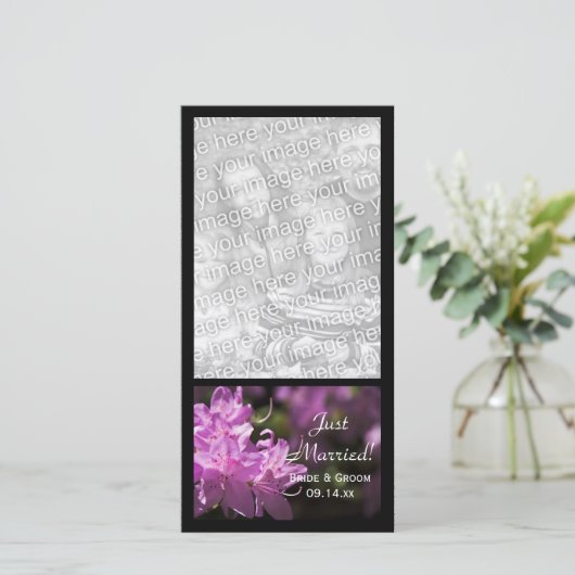 Roze Rhododendron Flowers Gewoon gehuwd huwelijk Aankondiging (Staand voorkant)