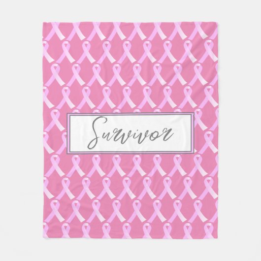 Roze ribbenemende borstkanker Survivor Fleece Blan (Voorkant)