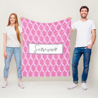 Roze ribbenemende borstkanker Survivor Fleece Blan Deken