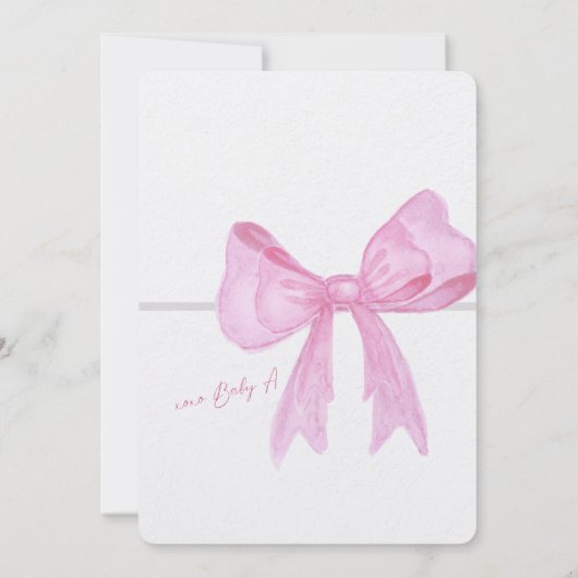 Roze Ribbon Baby Douche Uitnodigingen (Achterkant)