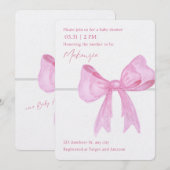 Roze Ribbon Baby Douche Uitnodigingen (Voorkant / Achterkant)