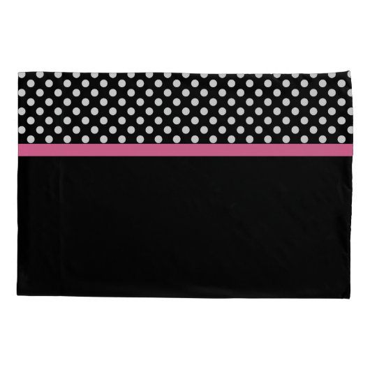 Roze ribbon Black & White Polka Dots Name Kussensloop (Achterkant-Links)