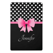 Roze ribbon Black & White Polka Dots Name Mini Klembord (Achterkant)