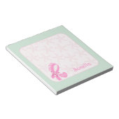 Roze Ribbon Borstkanker overlevende mint border Notitieblok (Schuin)