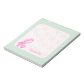 Roze Ribbon Borstkanker overlevende mint border Notitieblok (Linkerzijde)