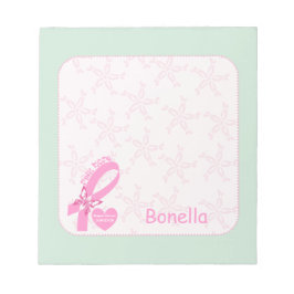 Roze Ribbon Borstkanker overlevende mint border Notitieblok