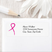 Roze Ribbon Breast Cancer Awareness Address Etiket (Insitu)