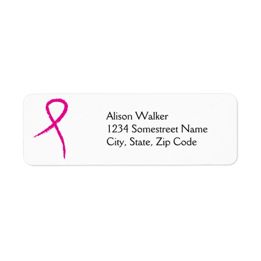 Roze Ribbon Breast Cancer Awareness Address Etiket (Voorkant)