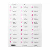 Roze Ribbon Breast Cancer Awareness Address Etiket (Full Sheet)