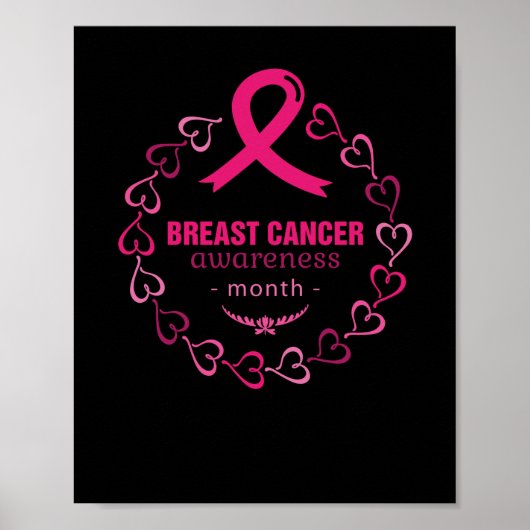 Roze Ribbon Breast Cancer Bewustheidsmaand Poster (Voorkant)