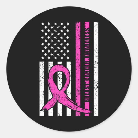 Roze Ribbon Breast Cancer Bewustheidsmaand Ronde Sticker (Voorkant)