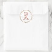 Roze Ribbon Breast Cancer Naam Michelle Ronde Sticker (Tas)